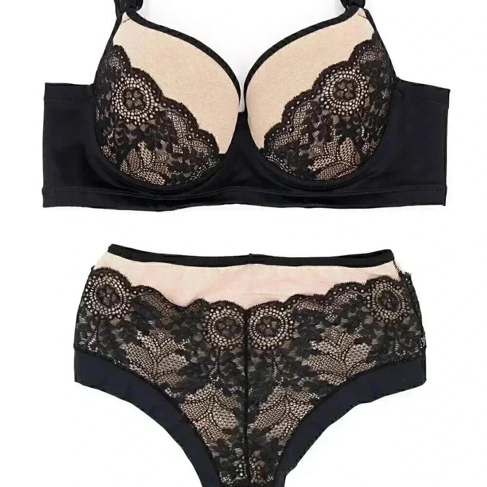 Black Lace Demi Bra Size 36C Floral Lace Summer T Shirt Bra Sexy Lingerie Nude‎